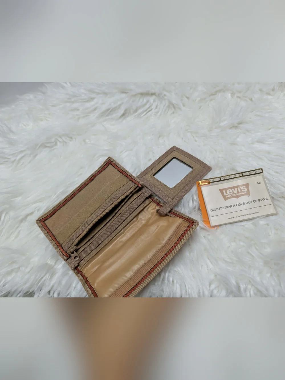 Nwt 70s 80s Rare Vintage Levi's Tan Bifold Wallet with ID Window